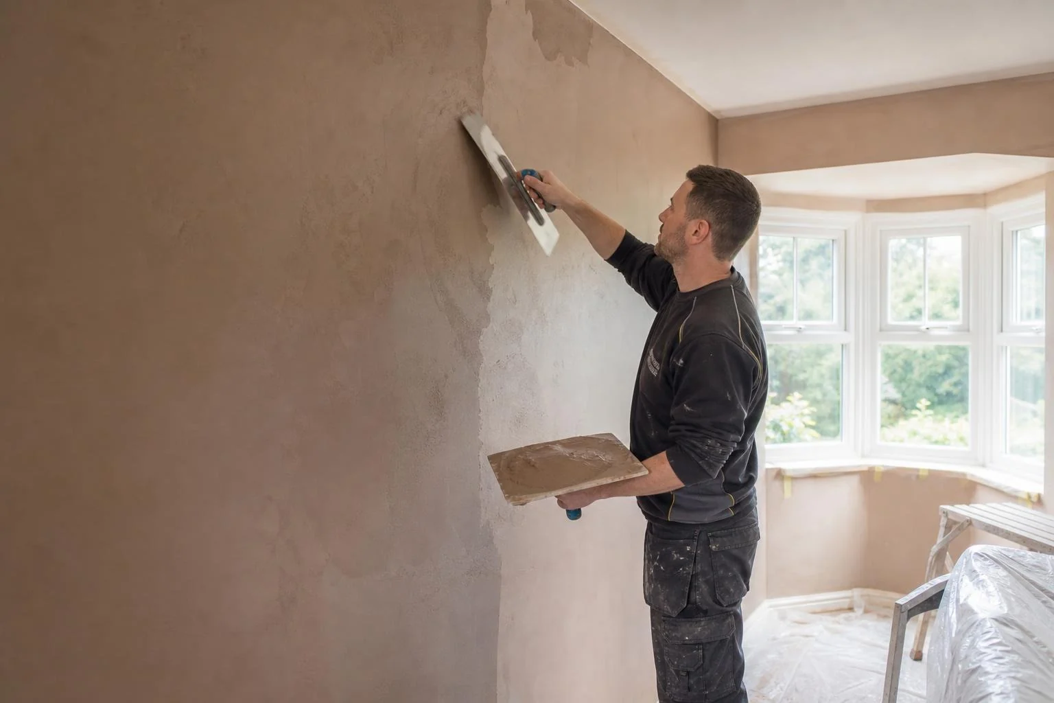 Plastering · Main banner · 01 — illustrative example